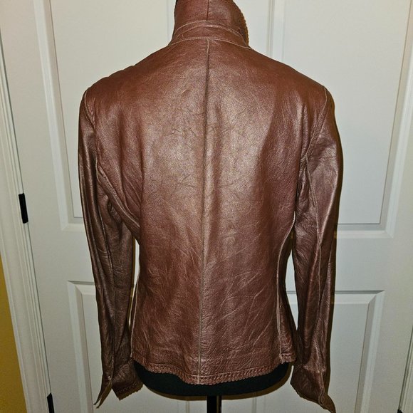Copper Colored Leather Jacket - Picture 4 of 9